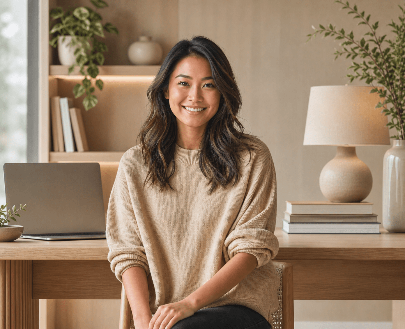Customer sitting at a desk